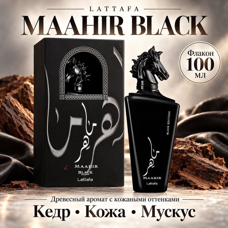 Купить Maahir Black Edition Lattafa / Махир Блэк Эдишн Латтафа, 100 мл