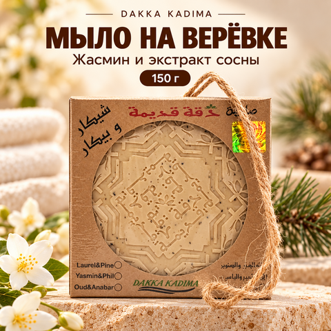 Мыло на веревке Dakka Kadima 150 гр с жасмином и экстрактом сосны