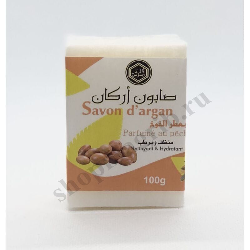 Купить Марокканское мыло с аргановым маслом,душистый персик/Savon d'argan parfume au peche 100гр