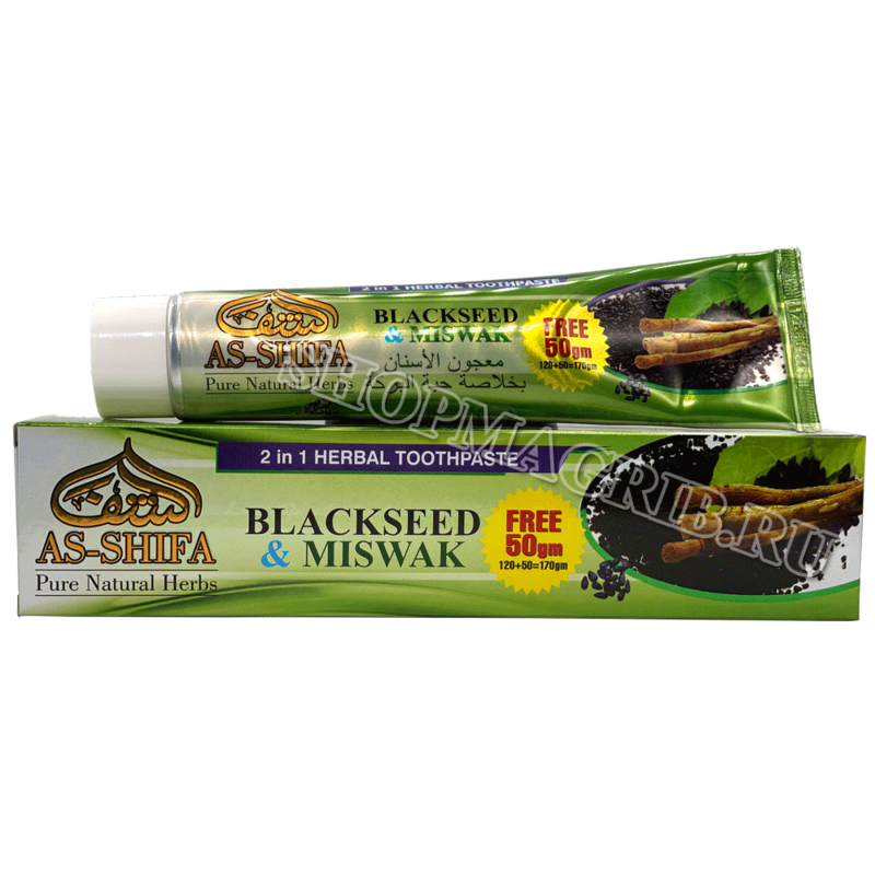 Купить Зубная паста AS-SHIFA 2 в 1 Мисвак и черный тмин / Blackseed & Miswak, 170 гр. Купить Зубная паста AS-SHIFA 2 в 1 Мисвак и черный тмин / Blackseed & Miswak, 170 гр.